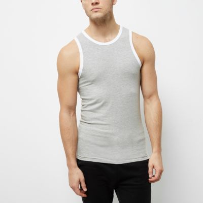 Grey muscle fit vest